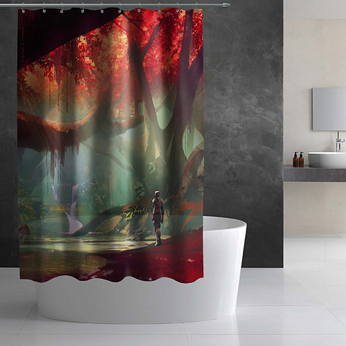 Шторка для ванной Destiny пейзаж джунглей / 3D-принт – фото 2