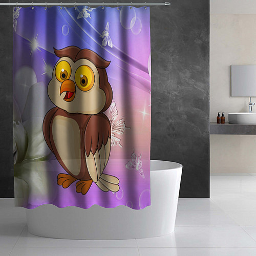 Шторка для ванной Счатливая сова / 3D-принт – фото 2