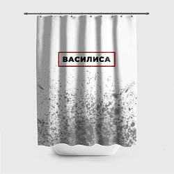 Шторка для душа Василиса - в красной рамке на светлом, цвет: 3D-принт