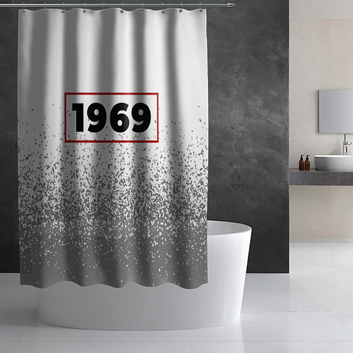 Шторка для ванной 1969 - в красной рамке на светлом / 3D-принт – фото 2