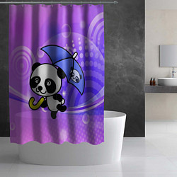 Шторка для душа Панда с зонтиком бежит в гости, цвет: 3D-принт — фото 2