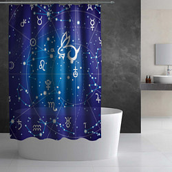 Шторка для душа Кролик символ 2023 на карте звездного неба, цвет: 3D-принт — фото 2