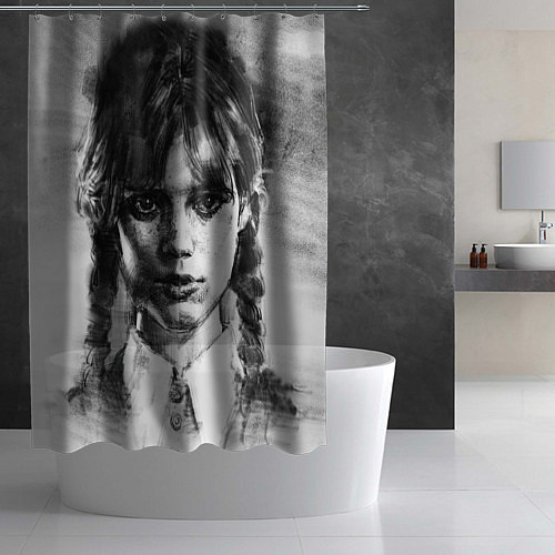 Шторка для ванной Уэнсдэй рисунок / 3D-принт – фото 2