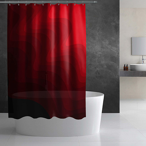Шторка для ванной Красный абстрактный фон волны / 3D-принт – фото 2