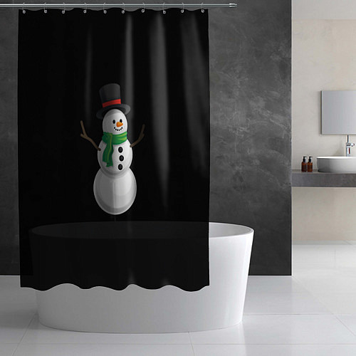 Шторка для ванной Новогодний снеговик с шарфом / 3D-принт – фото 2