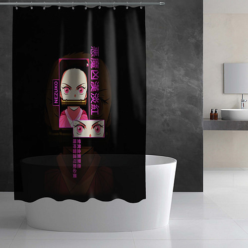 Шторка для ванной Персонаж Незуко Камадо: Клинок, рассекающий демоно / 3D-принт – фото 2