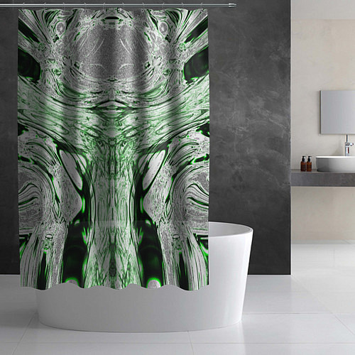 Шторка для ванной Зеленый узор / 3D-принт – фото 2