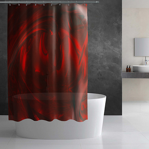 Шторка для ванной Темно красные волны / 3D-принт – фото 2