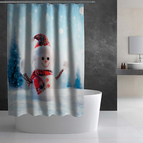 Шторка для ванной Милый снеговик / 3D-принт – фото 2
