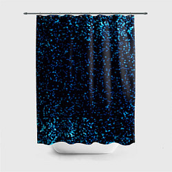 Шторка для душа Неоновый синий блеск на черном фоне, цвет: 3D-принт