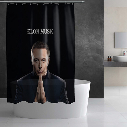 Шторка для ванной Илон Маск, портрет на черном фоне / 3D-принт – фото 2