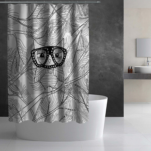 Шторка для ванной Раскраска гламурная совушка / 3D-принт – фото 2