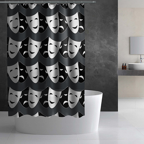 Шторка для ванной Две маски / 3D-принт – фото 2