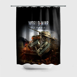 Шторка для душа World War Heroes логотип и танки, цвет: 3D-принт