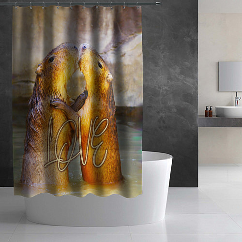 Шторка для ванной Влюблённые капибары / 3D-принт – фото 2