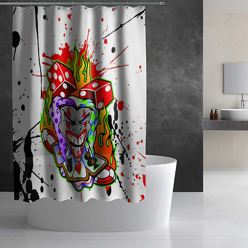 Шторка для ванной Карточный джокер улыбается / 3D-принт – фото 2