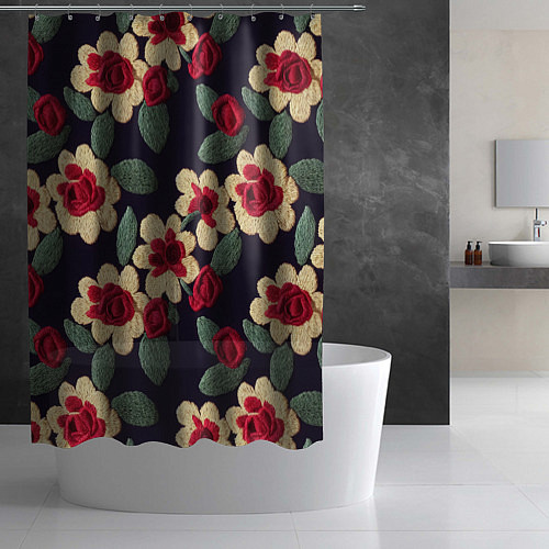 Шторка для ванной Эффект яркой вышивки / 3D-принт – фото 2