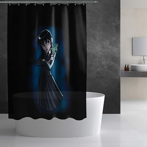 Шторка для ванной Рисунок Уэнсдэй с рукой / 3D-принт – фото 2