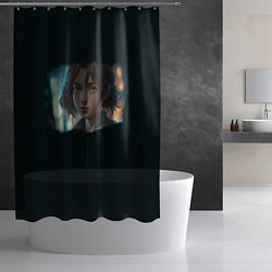 Шторка для душа Девочка арт, цвет: 3D-принт — фото 2