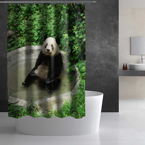 Шторка для ванной Панда отдыхает в ванной / 3D-принт – фото 2