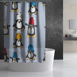 Шторка для душа Смешные пингвины, цвет: 3D-принт — фото 2