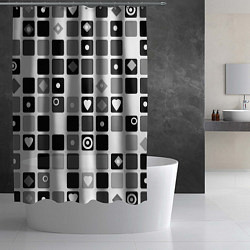 Шторка для душа Черно-белый узор мозаика, цвет: 3D-принт — фото 2