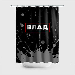 Шторка для душа Влад - в красной рамке на темном, цвет: 3D-принт