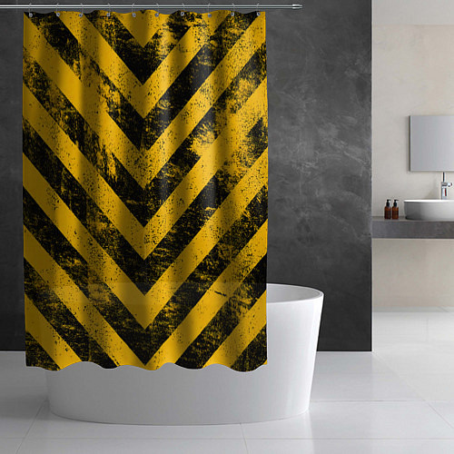 Шторка для ванной WARNING - желто-черные полосы / 3D-принт – фото 2