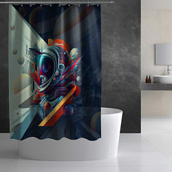 Шторка для душа Космос в стиле кубизма, цвет: 3D-принт — фото 2
