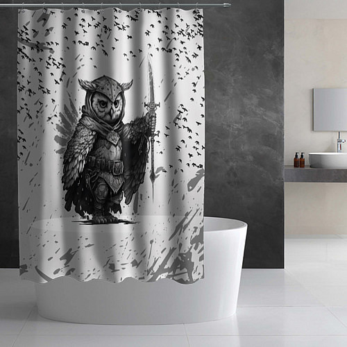 Шторка для ванной Воинственная сова / 3D-принт – фото 2
