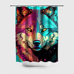 Шторка для душа Яркий волк, цвет: 3D-принт