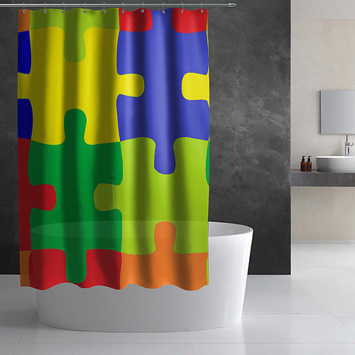Шторка для ванной Пазлы разноцветные / 3D-принт – фото 2