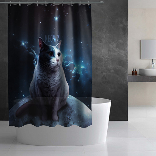 Шторка для ванной Мемный кот в космосе / 3D-принт – фото 2