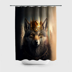 Шторка для душа Волк в золотой короне, цвет: 3D-принт