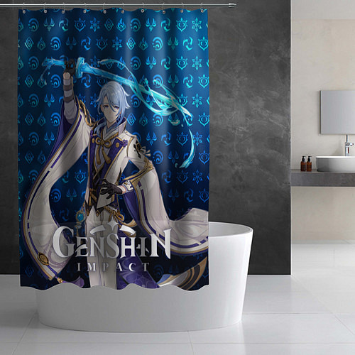 Шторка для ванной Камисато Аято элементали / 3D-принт – фото 2