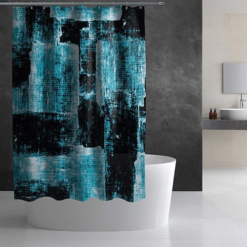 Шторка для ванной Голубой абстракт / 3D-принт – фото 2