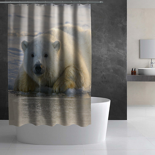 Шторка для ванной Белый медведь ожидает / 3D-принт – фото 2