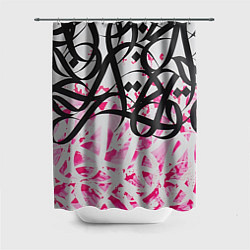 Шторка для душа Черно-розовая каллиграфия, цвет: 3D-принт