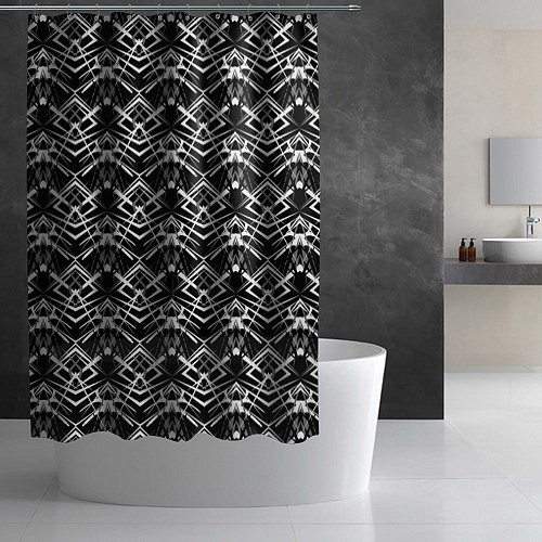 Шторка для ванной Черно-белый модерн узор / 3D-принт – фото 2