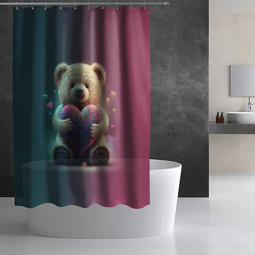 Шторка для ванной Сердечко от мишки / 3D-принт – фото 2