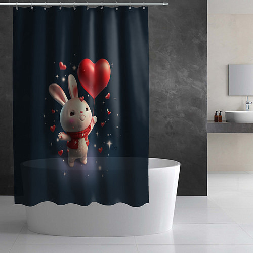 Шторка для ванной Кролик с шариком / 3D-принт – фото 2