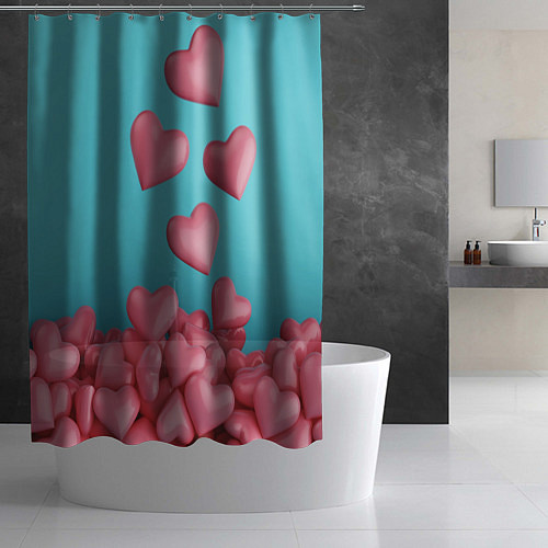 Шторка для ванной Россыпь сердец на день святого валентина / 3D-принт – фото 2