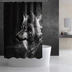 Шторка для душа Волк в белом дыму, цвет: 3D-принт — фото 2