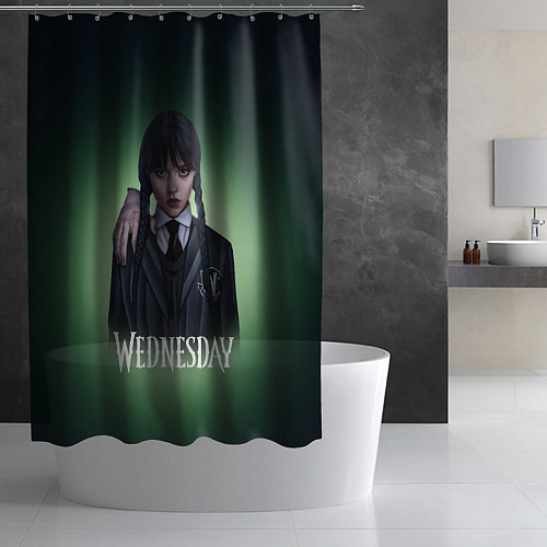 Шторка для ванной Wednesday green / 3D-принт – фото 2