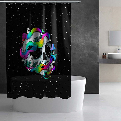 Шторка для ванной Радужный череп / 3D-принт – фото 2