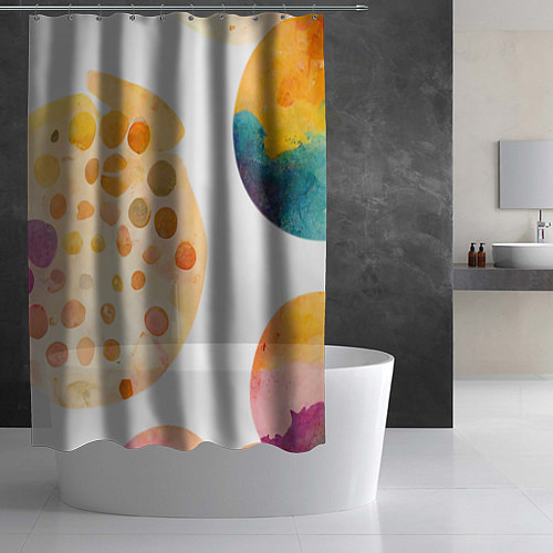 Шторка для ванной Цветные пятна - абстракция / 3D-принт – фото 2