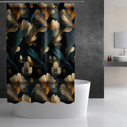 Шторка для ванной Узор цветочный паттерн / 3D-принт – фото 2