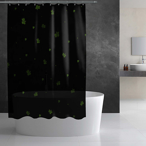 Шторка для ванной Четырехлистный клевер на черном фоне / 3D-принт – фото 2