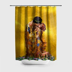 Шторка для душа Густав Климт Поцелуй, цвет: 3D-принт