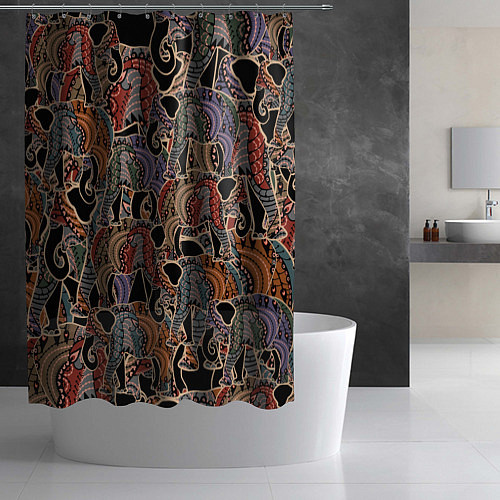 Шторка для ванной Камуфляж из слона / 3D-принт – фото 2